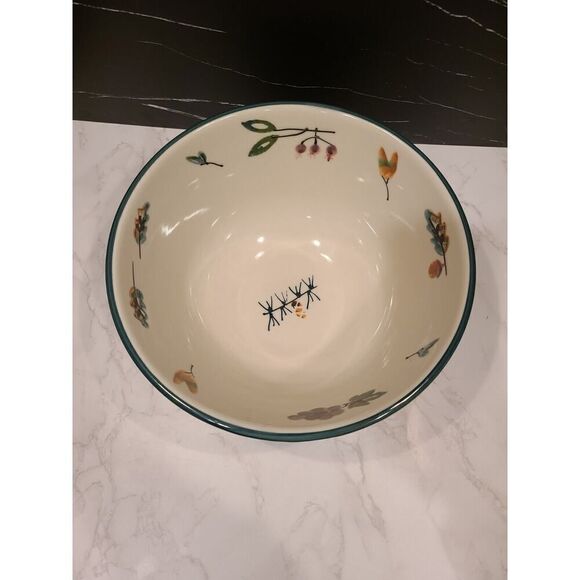 HARTSTONE Pottery 11.25" x 5½" Ribbed Mixing Bowl Woodland Pattern VTG 1981 USA - Picture 2 of 12